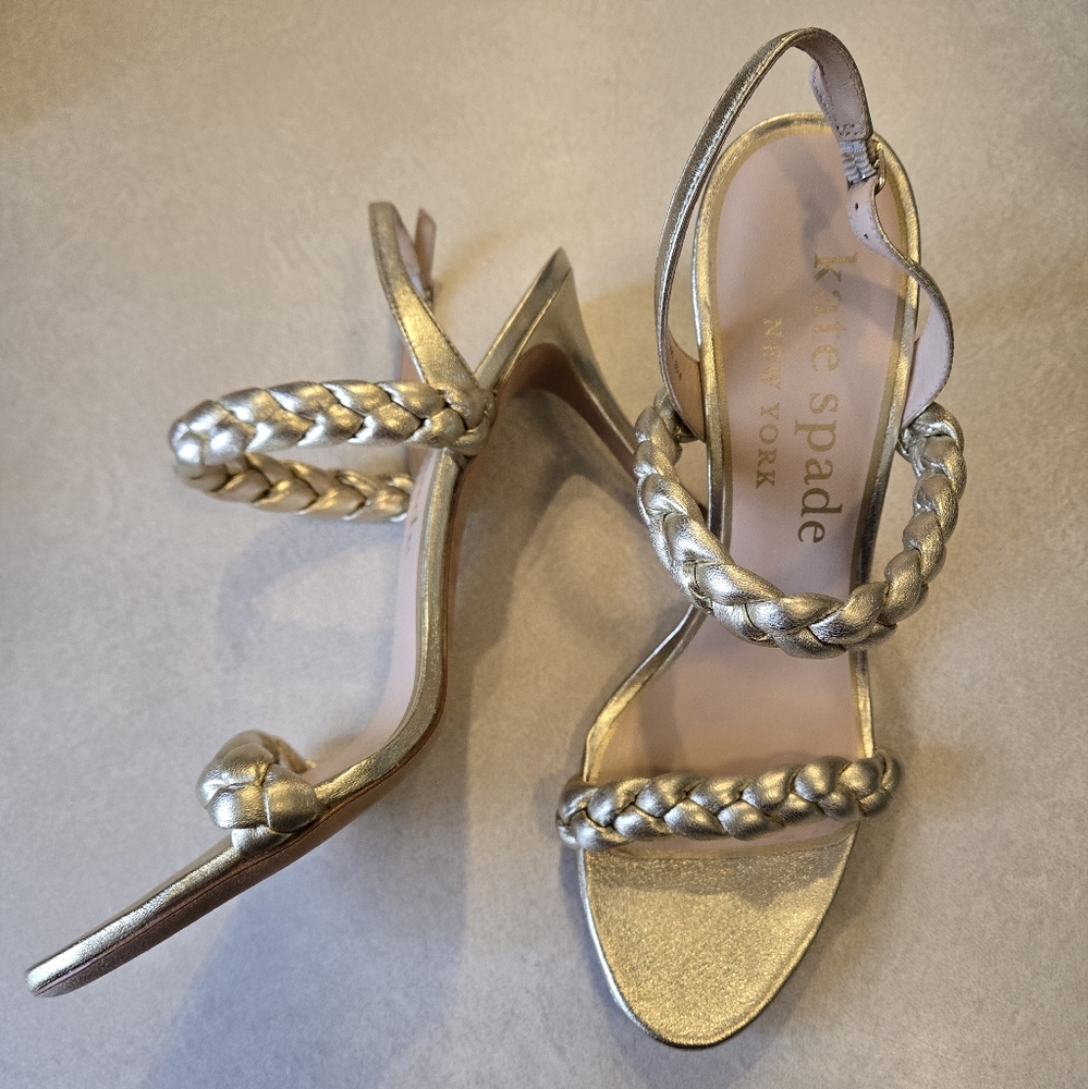 NWOB KATE SPADE NEW YORK SAFFRON LEATHER DRESSY SLINGBACK SANDALS size 9.5B